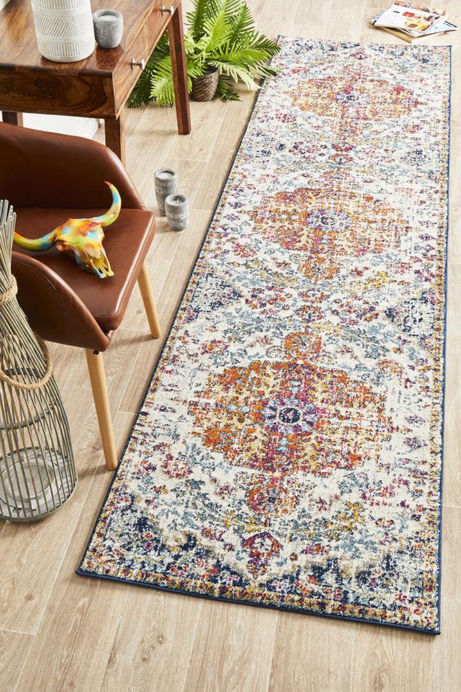 Evoke Carnival White Transitional Runner Rug