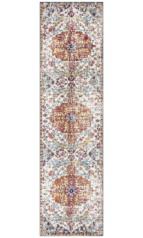 Evoke Carnival White Transitional Runner Rug