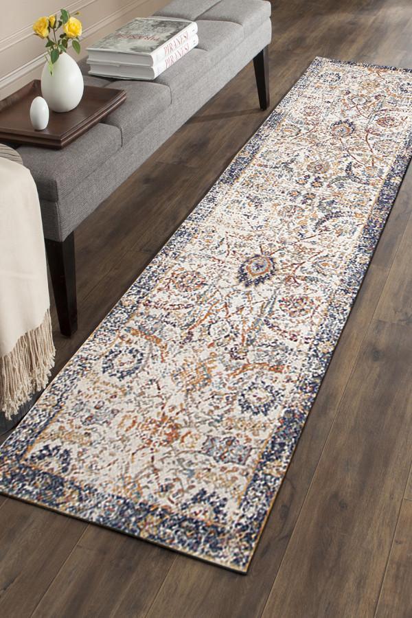 Evoke Peacock Ivory Transitional Runner Rug