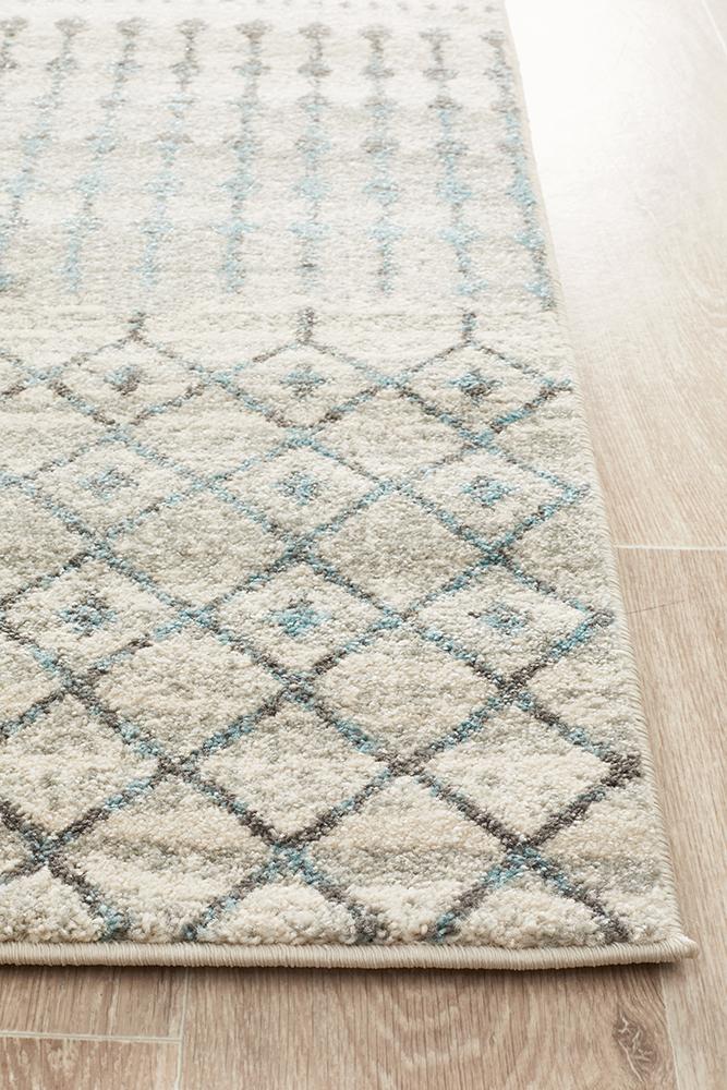 Evoke Slate White Transitional Runner Rug