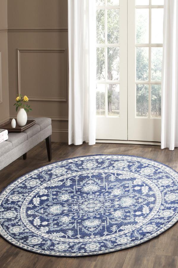 Evoke Release Navy Transitional Round Rug – Rugstar Rugs Online