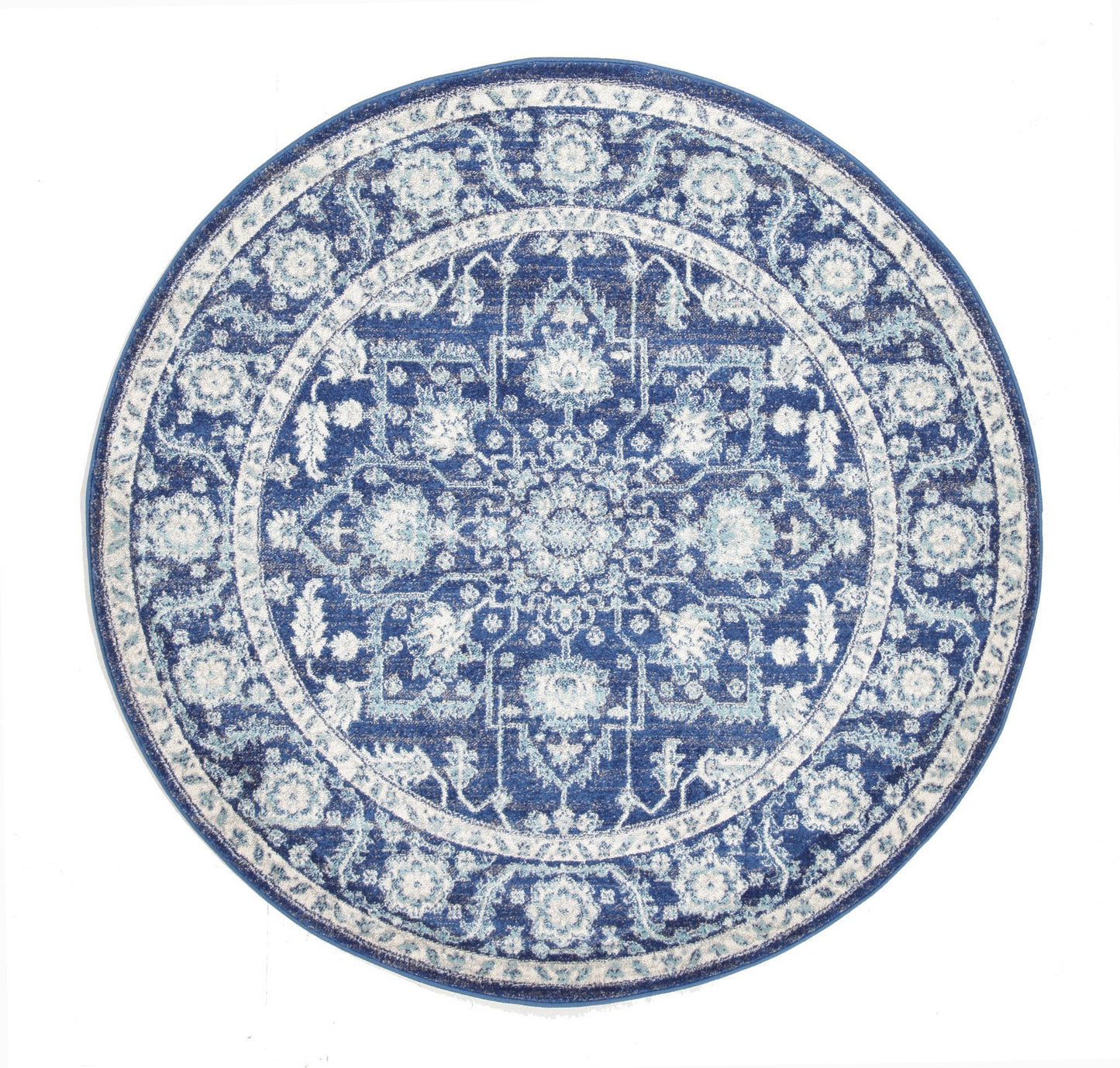 Evoke Release Navy Transitional Round Rug