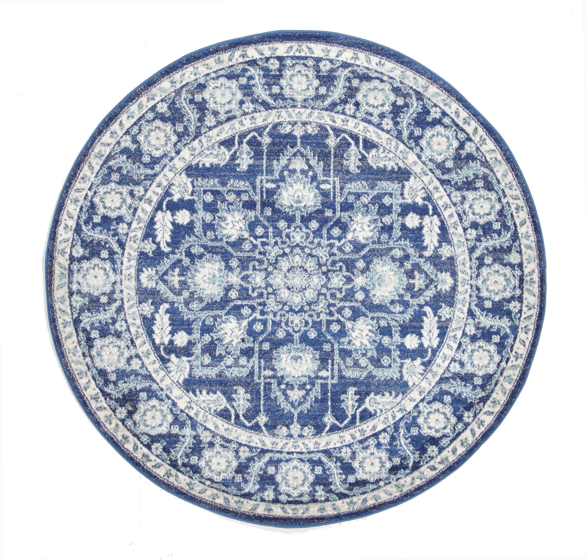 Evoke Release Navy Transitional Round Rug