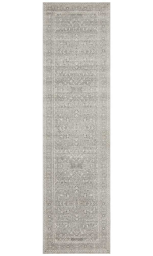 Evoke Silver Flower Transitional Runner Rug