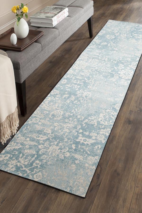 Evoke Skyline Blue Transitional Runner Rug