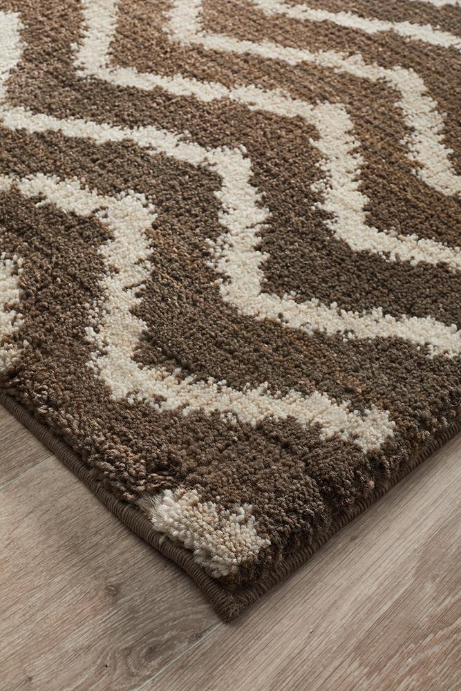 Moroccon Style  Chevron Design Brown Beige Rug