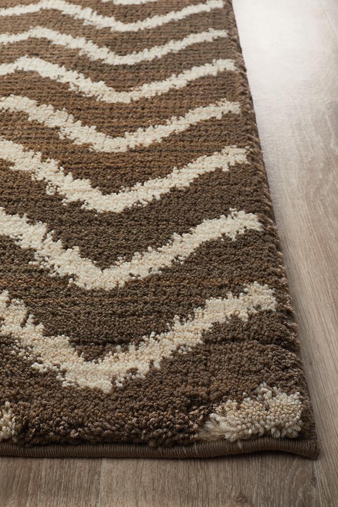 Moroccon Style  Chevron Design Brown Beige Rug