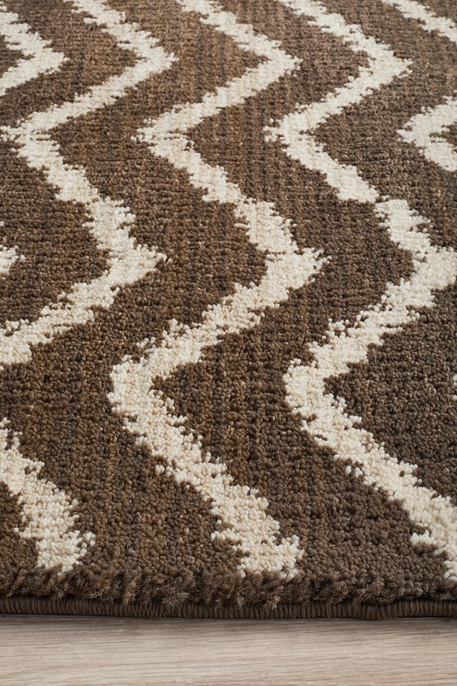 Moroccon Style  Chevron Design Brown Beige Rug