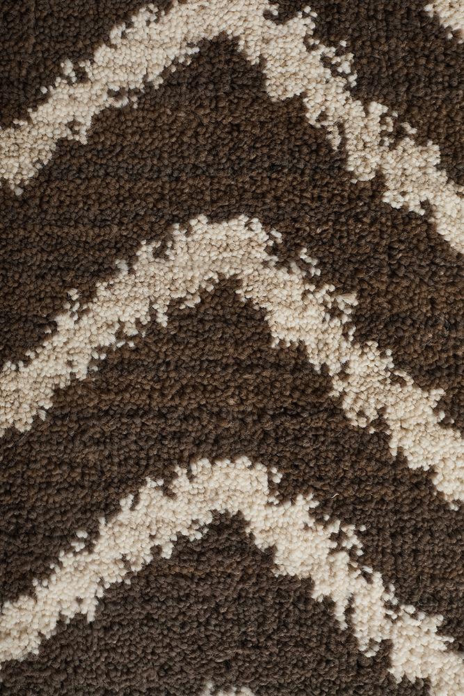 Moroccon Style  Chevron Design Brown Beige Rug