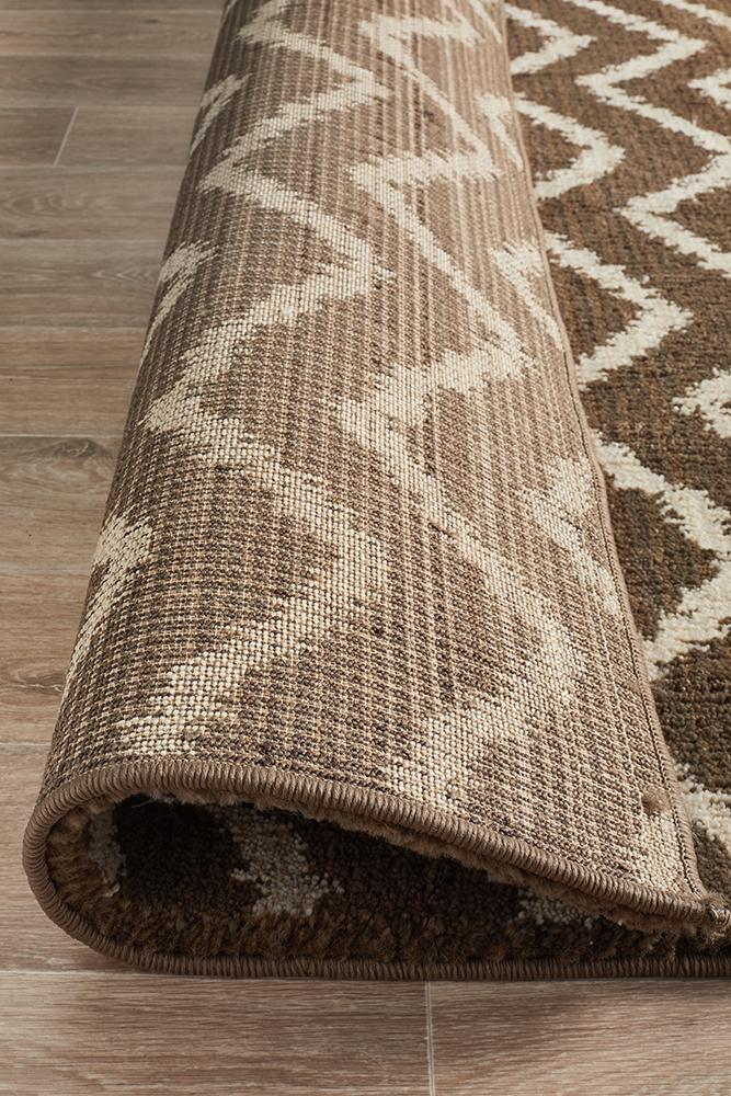 Moroccon Style  Chevron Design Brown Beige Rug