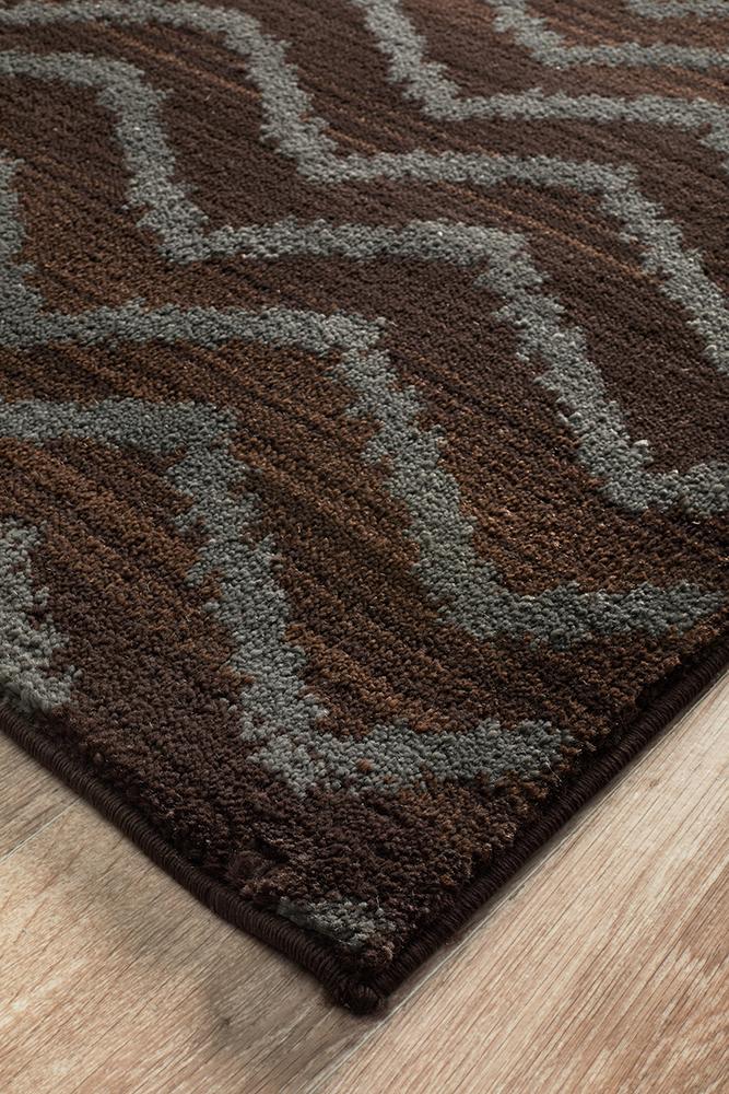 Moroccon Style  Chevron Design Brown Grey Rug