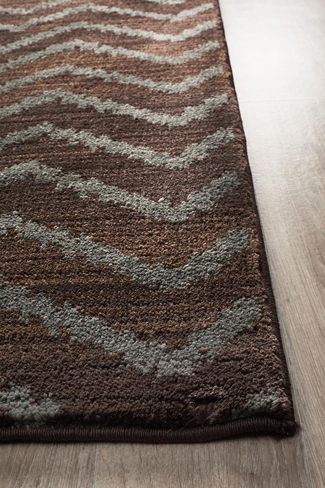 Moroccon Style  Chevron Design Brown Grey Rug
