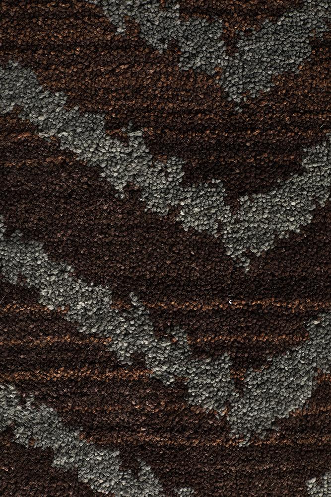 Moroccon Style  Chevron Design Brown Grey Rug