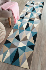 Matrix Pure Wool Turquoise Runner Rug