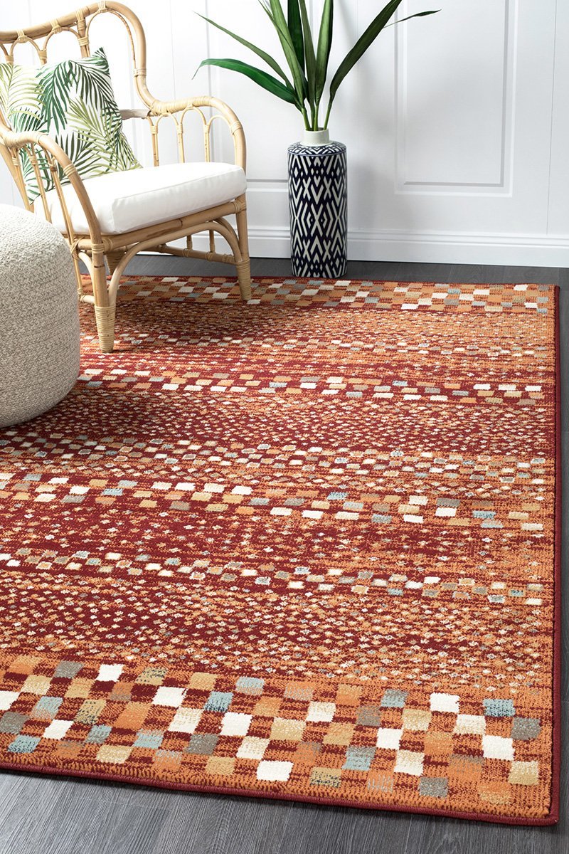 Oxford Mayfair Squares Rust Rug