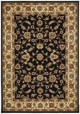 Sydney Collection Classic Rug Black With Ivory Border