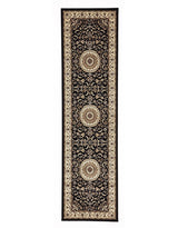 Sydney Collection Medallion Rug Black With Ivory Border